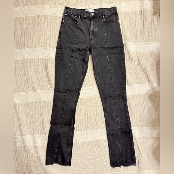 Abercrombie & Fitch Denim - Abercrombie & Fitch High Rise Skinny Jean in Washed Black with Split Hem - LONG